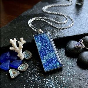 🌊 Deep Sea Azure Rectangle Pendant